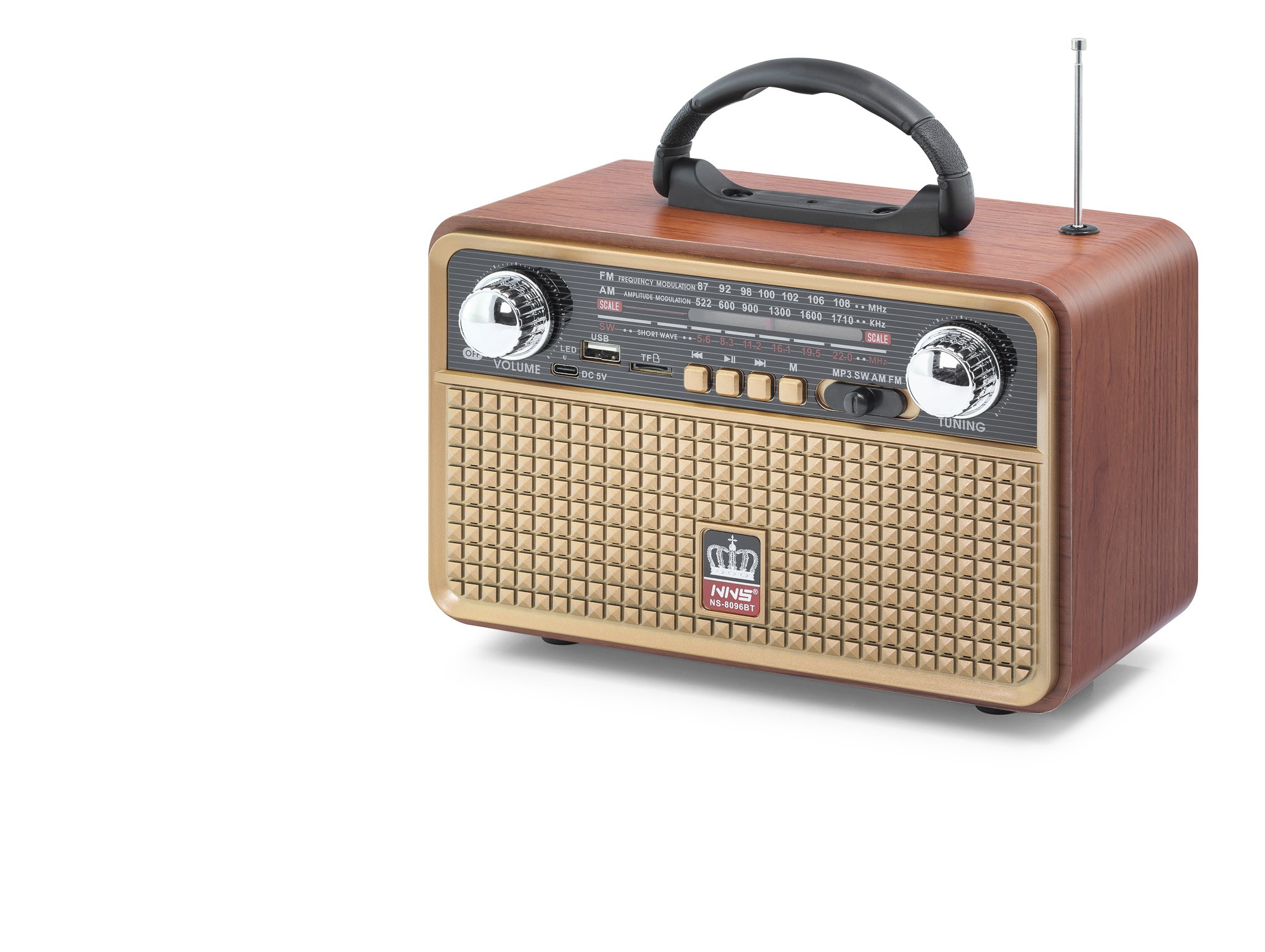 Bluetooth Nostaljik Hoparlör Fm 22.5 X 11.4 X 15.5 Cm NS8096BT