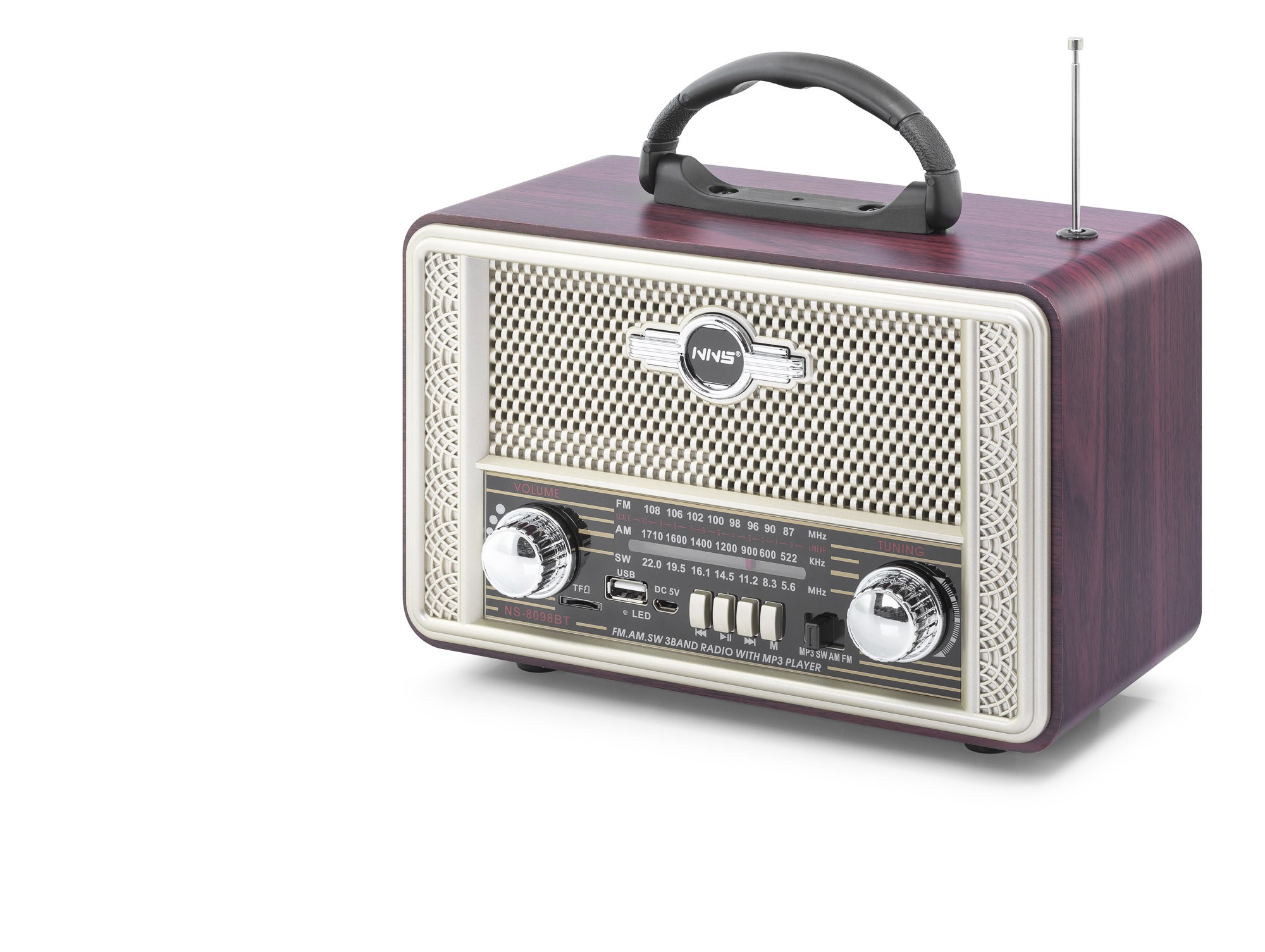 Bluetooth Nostaljik Hoparlör Fm 23 X 12.2 X 16.4 Cm NS8098BT