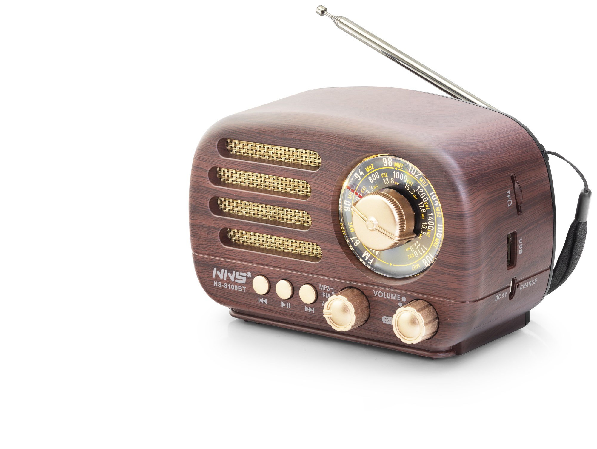 Bluetooth Nostaljik Hoparlör Fm 14.3 X 8 X 9.4 Cm NS8100BT