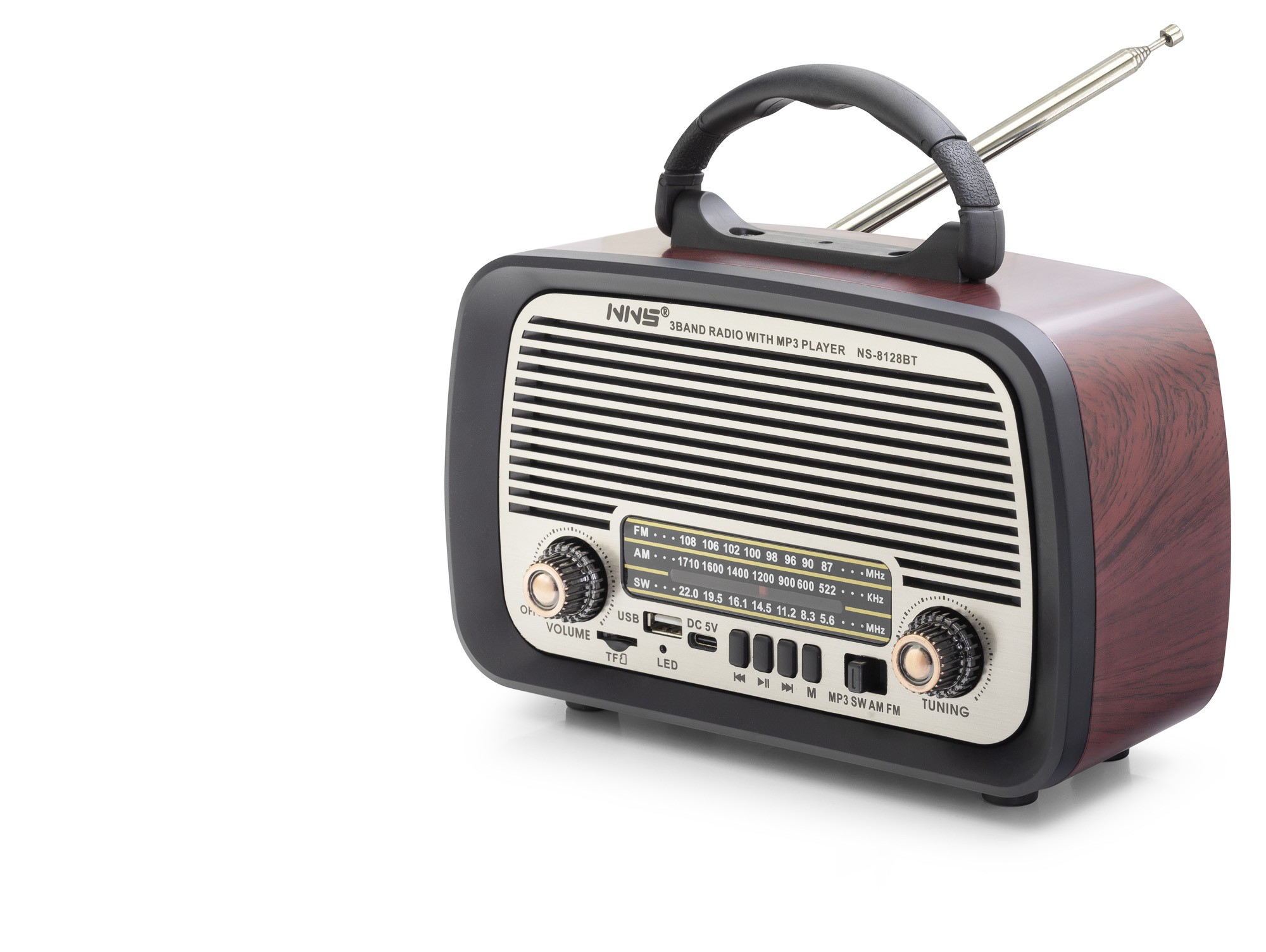 Bluetooth Nostaljik Hoparlör Fm 20 X 10.2 X 14.5 Cm NS8128BT