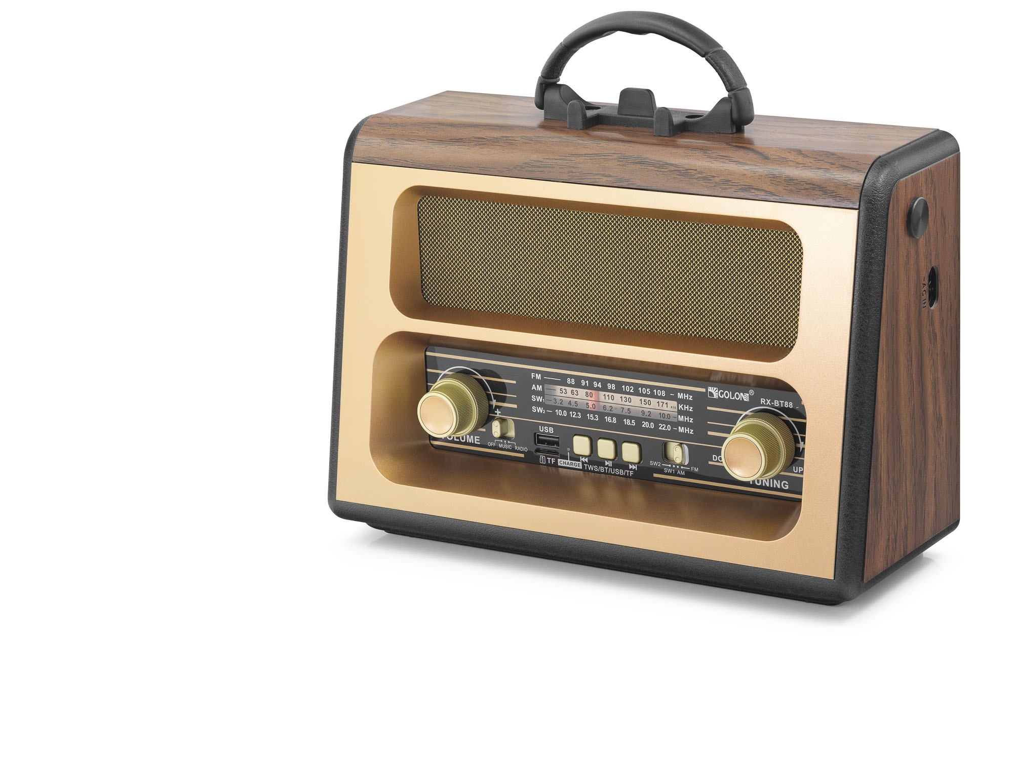 Bluetooth Fm Nostaljik Hoparlör Usb Tf - Kahverengi RXBT88