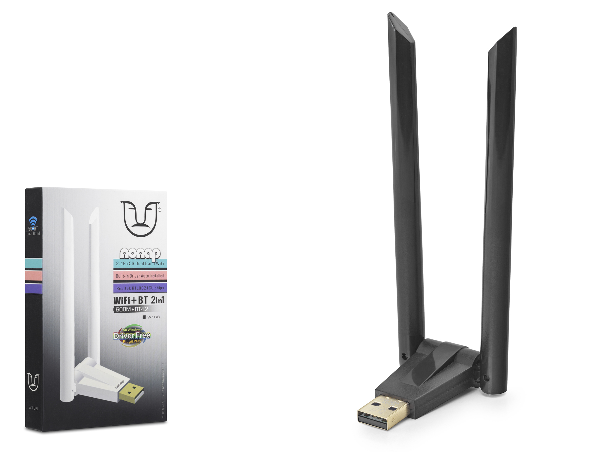 Usb Wifi Bluetooth Adaptör 600 Mbps Dual Band Bt 4.2 W168