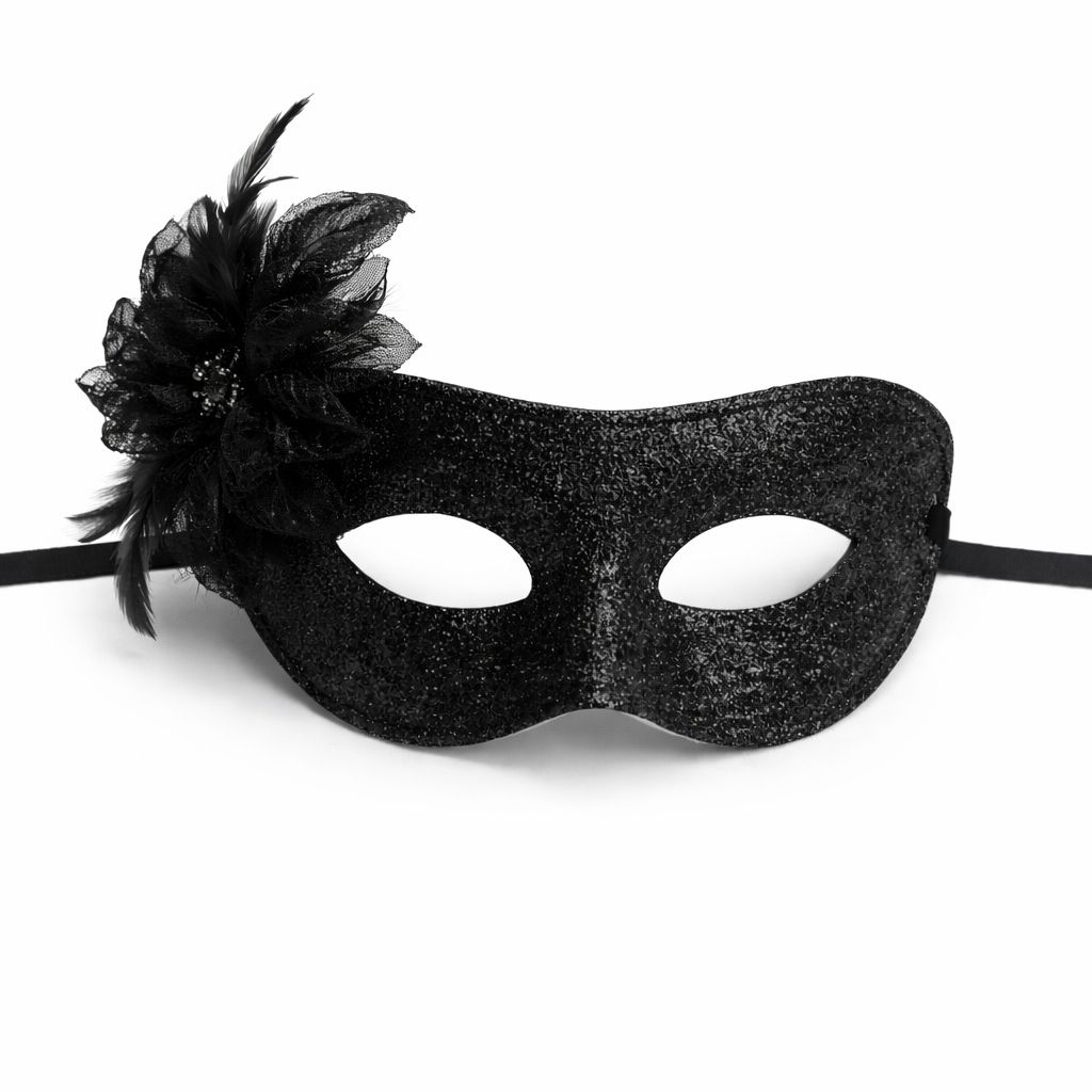 Siyah Simli Tüylü Balo Maskesi – Kadın Parti &amp; Maskeli Balo Maskesi