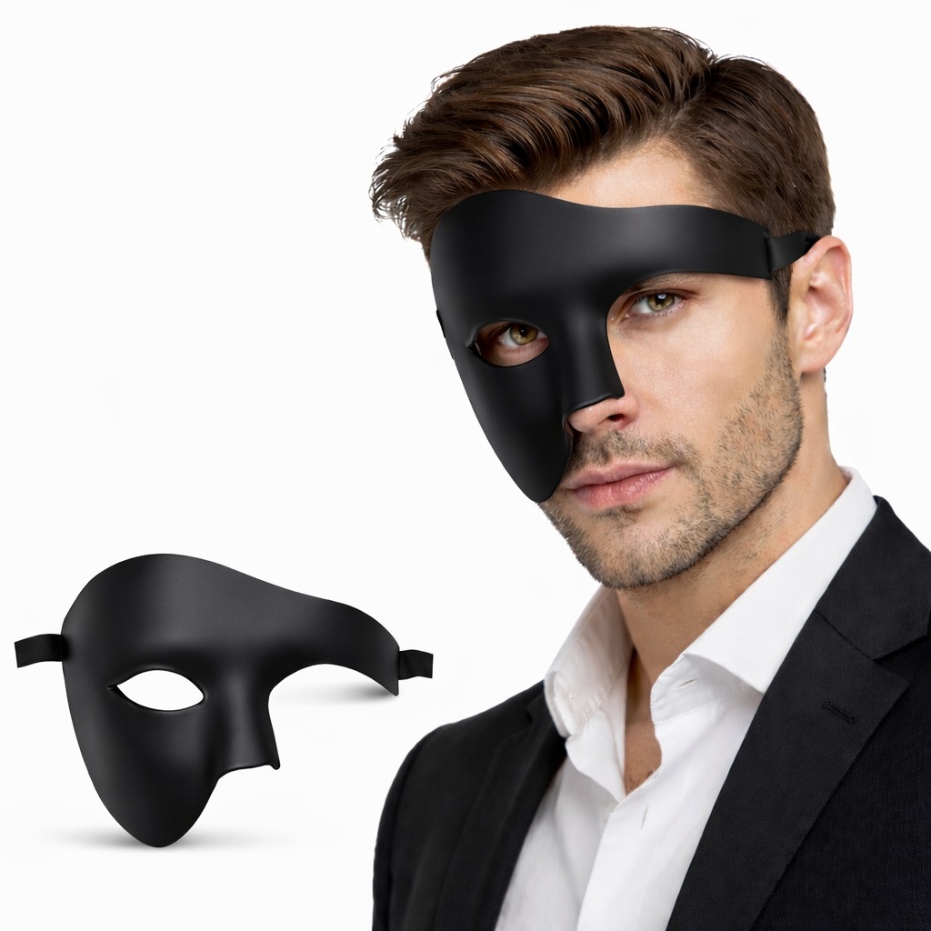 Siyah Yarım Erkek Maske – Phantom Parti &amp; Balo Maskesi