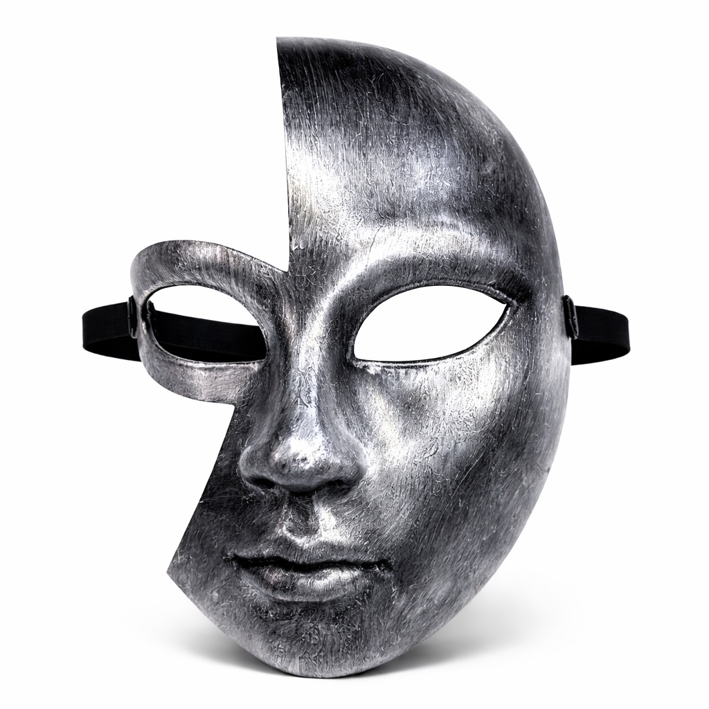 Antik Efektli Gümüş Yarım Yüz Parti Maskesi