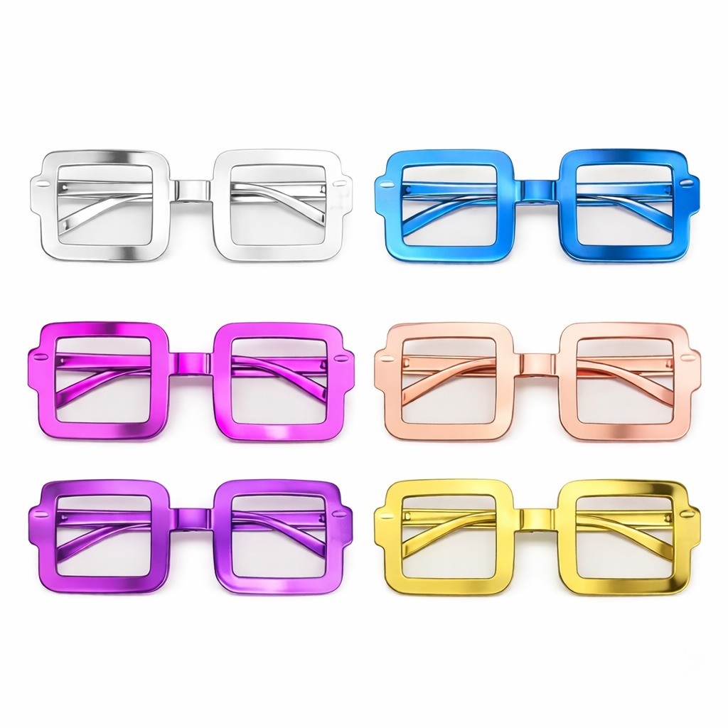 Kare Şekilli Parti Gözlüğü 12'li Set – 6 Renk ( Camsız )