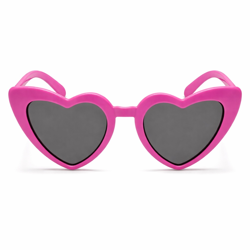 Fuşya Pembe Retro Kalp Gözlük – 80’ler 90’lar Stil Parti Gözlüğü