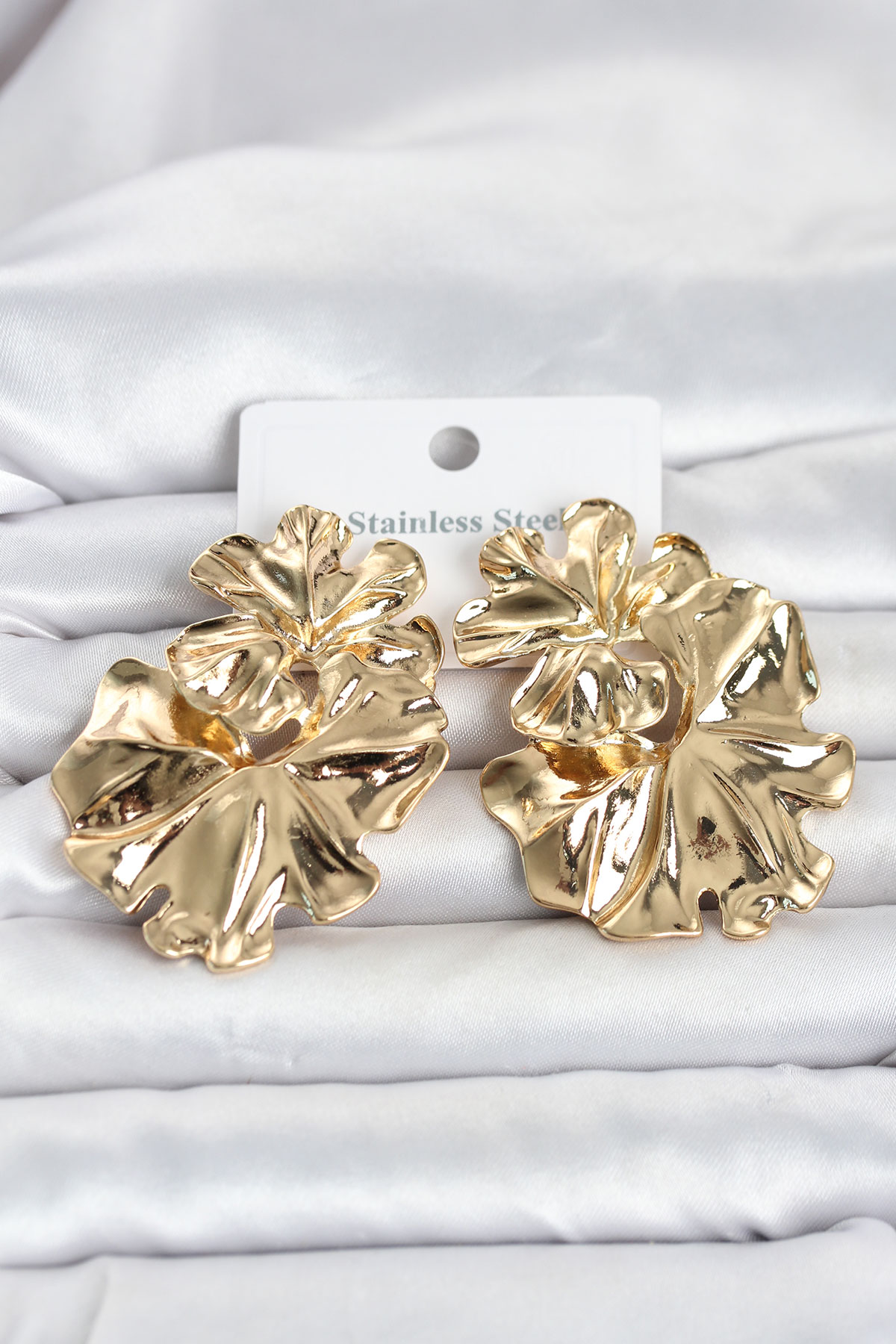 316L Çelik Gold Renk Lotus Model Kadın Küpe TJ-BKP11820