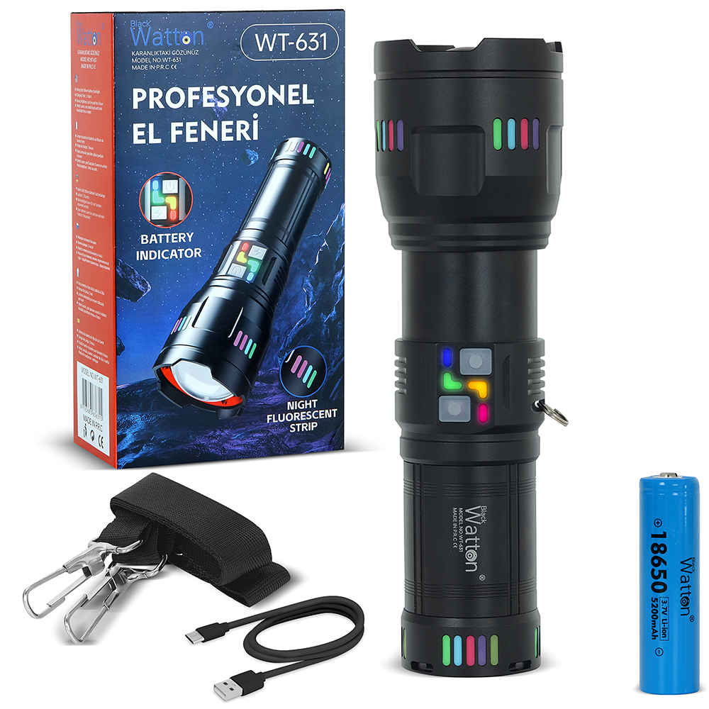 Evi̇mdeyokyok 30000 Lümen Profesyonel El Feneri̇ Yüksek Performanslı Güçlü Led Aydınlatma Wt-631