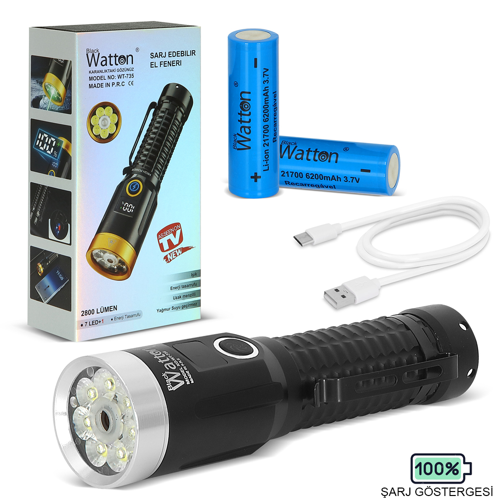 Evi̇mdeyokyok 2800 Lümen Özel Seri̇ Led Çalışma Lambası – Yeşi̇l Özelli̇kli̇, Mıknatıslı, Usb Şarjlı El Feneri̇ Wt-735