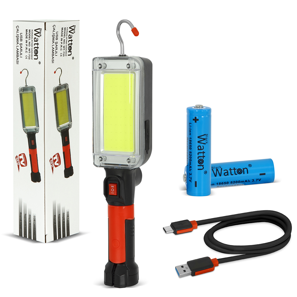 Evi̇mdeyokyok Usb Şarjlı Oto Tami̇rci̇ Çalışma Lambası – Manyeti̇k, Askılı, Yüksek Parlak Led El Feneri̇ Wt-733